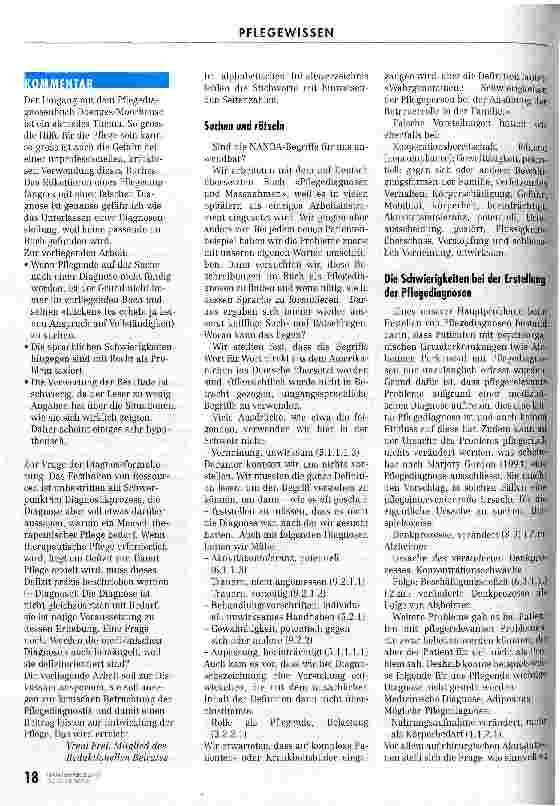 Vorschauseite 5: Pflegediagnosen - auf unsere Verhältnisse anpassen! Erfahrungen mit amerikanischen Pflegediagnosen