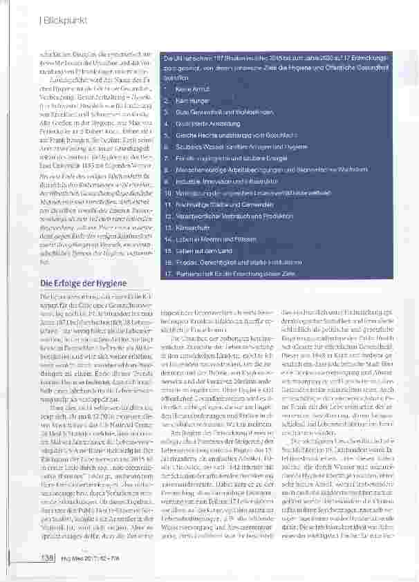 Vorschauseite 2: Hygiene eine Erfolgsgeschichte für die Öffentliche Gesundheit