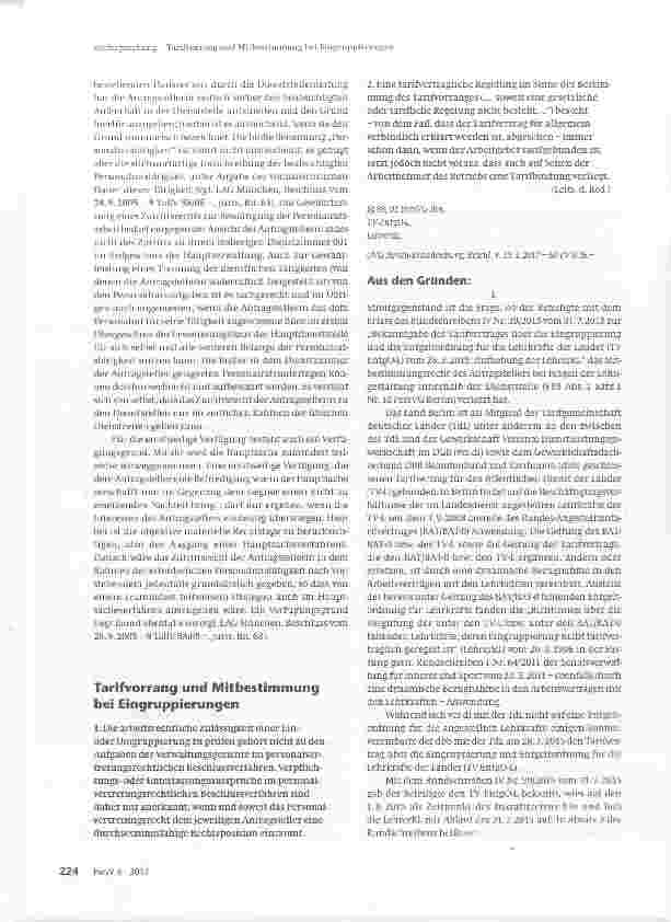 Vorschauseite 1: Tarifvorrang und Mitbestimmung bei Eingruppierungen