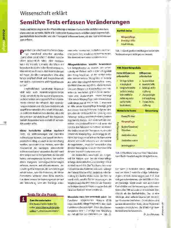 Vorschauseite 1: Wissenschaft erklärt Sensitive Tests erfassen Veränderungen