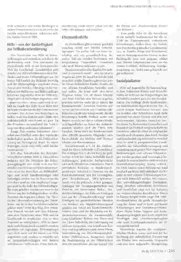 Vorschauseite 2: Was erwartet die Elternselbsthilfe von der Sozialpädiatrie?