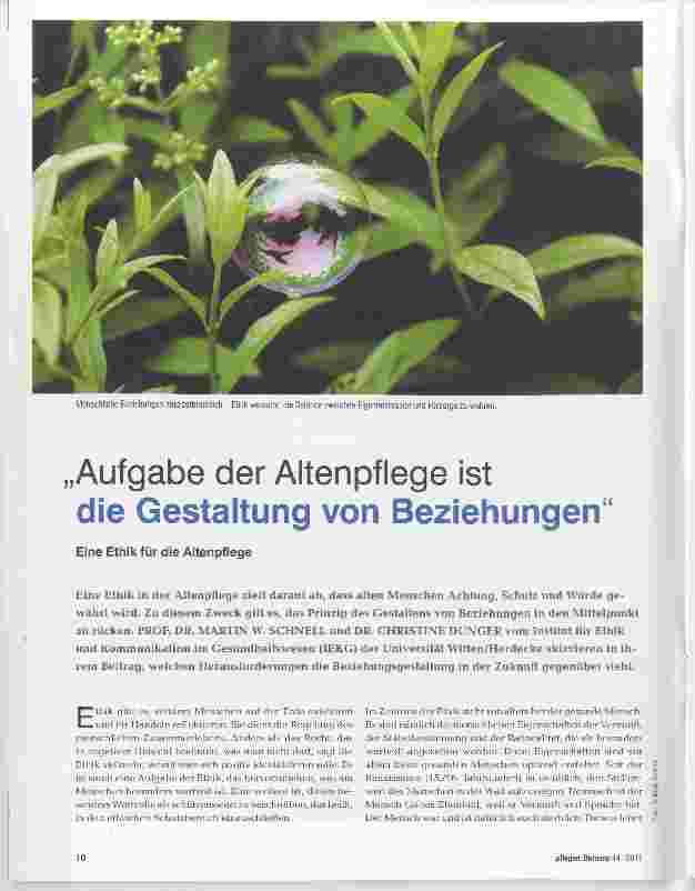 Vorschauseite 1: „Aufgabe der Altenpflege ist die Gestaltung von Beziehungen