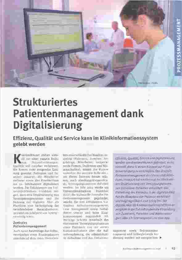 Vorschauseite 1: Strukturiertes Patientenmanagement dank Digitalisierung