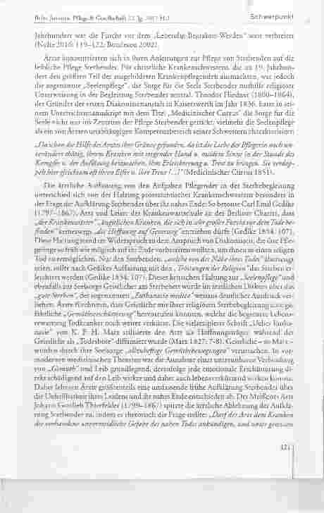 Vorschauseite 4: Historische Dimensionen von „Palliative Care Pfiege von Sterbenden im 19. Jahrhundert