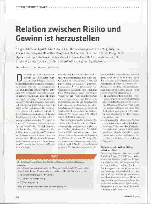 Vorschauseite 1: Relation zwischen Risiko und Gewinn ist herzustellen