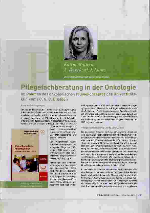 Vorschauseite 1: Pflegefachberatung in der Onkologie