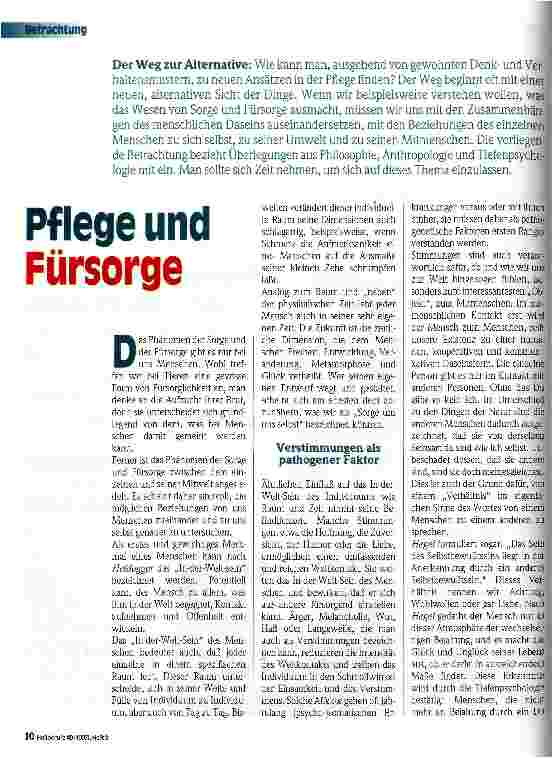Vorschauseite 1: Pflege und Fürsorge