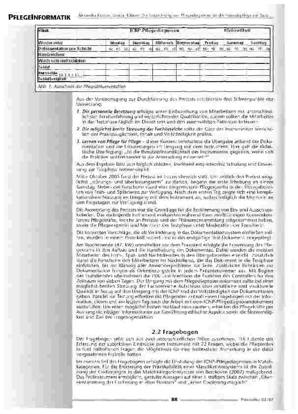 Vorschauseite 4: Die Entwicklung von Pflegediagnosen für die Intensivpflege auf Basis der ICNP Beta Version