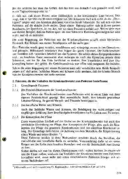 Vorschauseite 2: Das Verhalten der Krankenschwester zum Patienten Routine oder Mitmenschlichkeit?