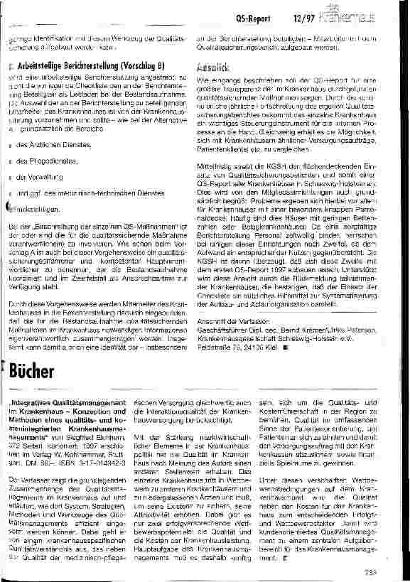 Vorschauseite 3: QS-Report Schleswig-Holstein 1997