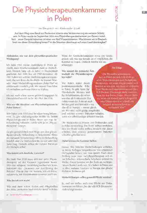 Vorschauseite 2: Die Physiotherapeutenkammer in Polen