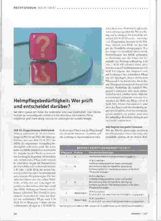 Vorschauseite 1: Heimpflegebedürftigkeit: Wer prüft und entscheidet darüber?