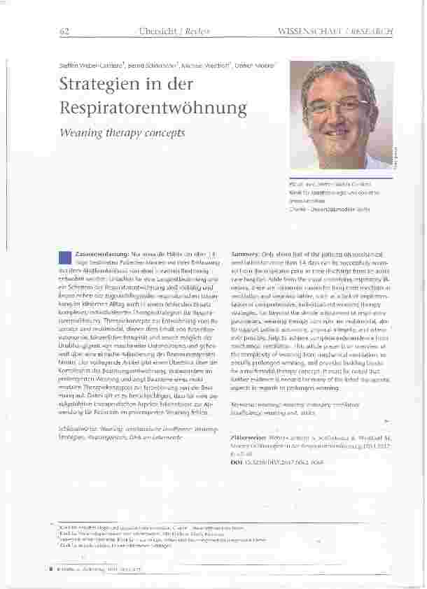 Vorschauseite 1: Strategien in der Respiratorentwöhnung