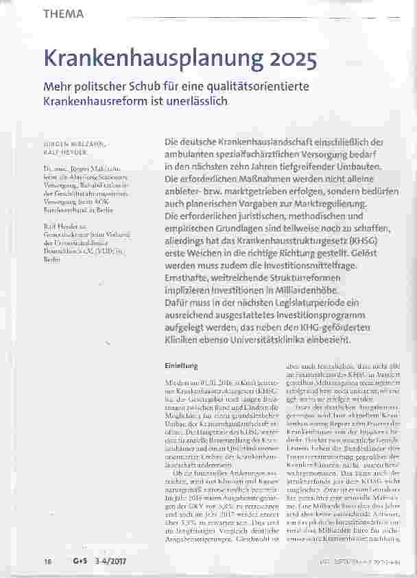 Vorschauseite 1: Krankenhausplanung 2025