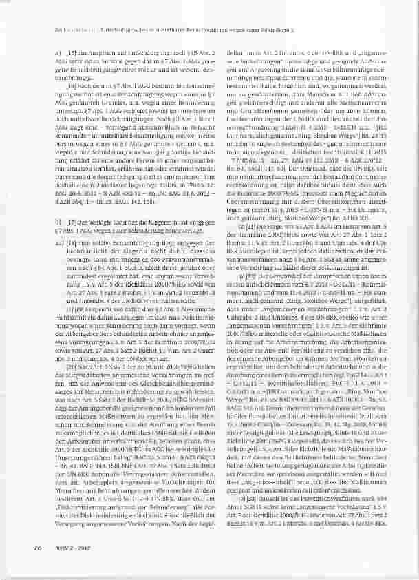 Vorschauseite 3: Entschädigung bei unmittelbarer Benachteiligung wegen einer Behinderung