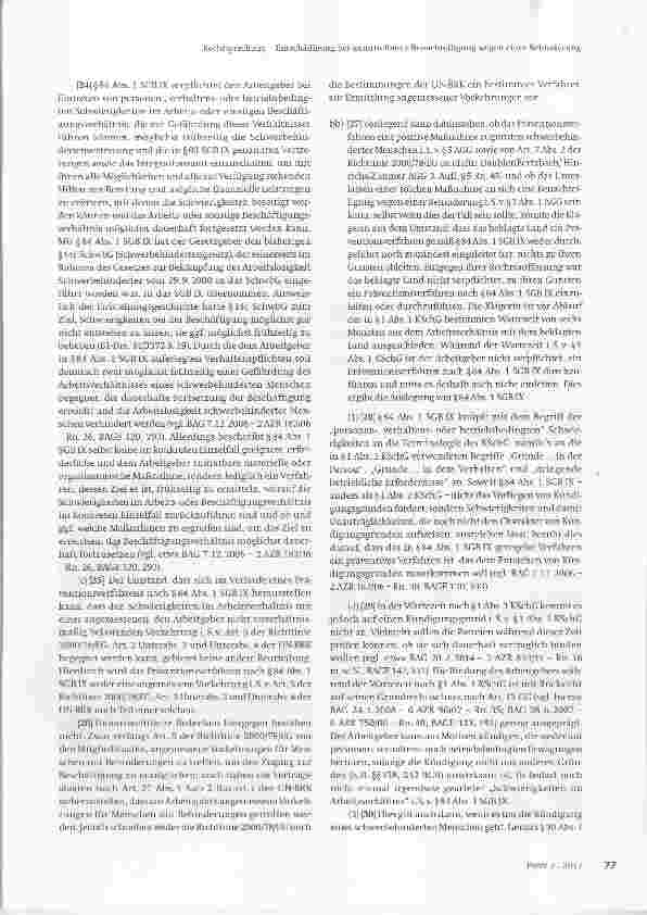 Vorschauseite 4: Entschädigung bei unmittelbarer Benachteiligung wegen einer Behinderung
