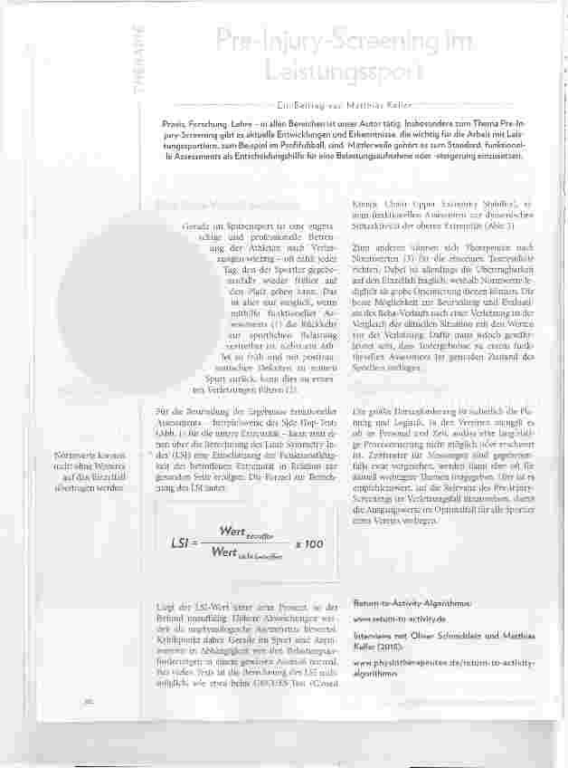 Vorschauseite 1: Pre-Injury-Screening im Leistungssport