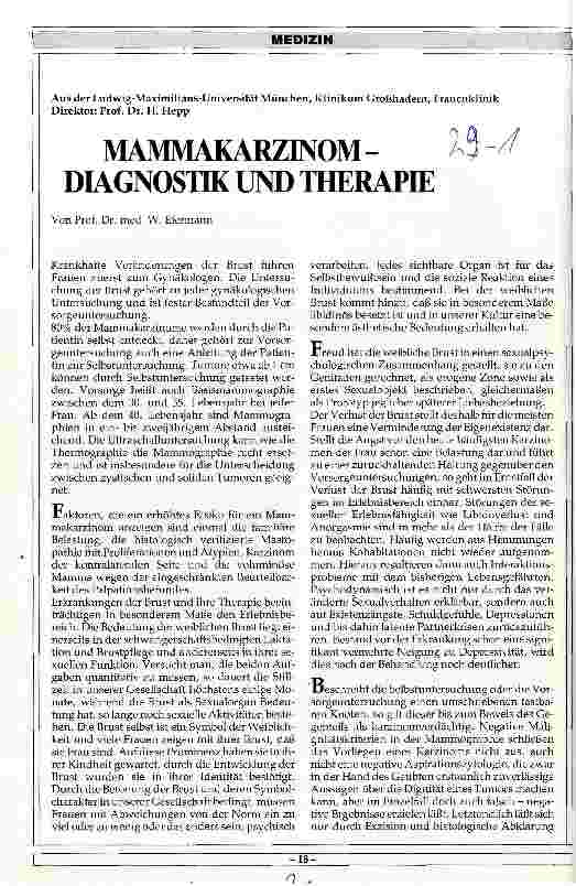 Vorschauseite 1: Mammakarzinom-Diagnostik und Therapie