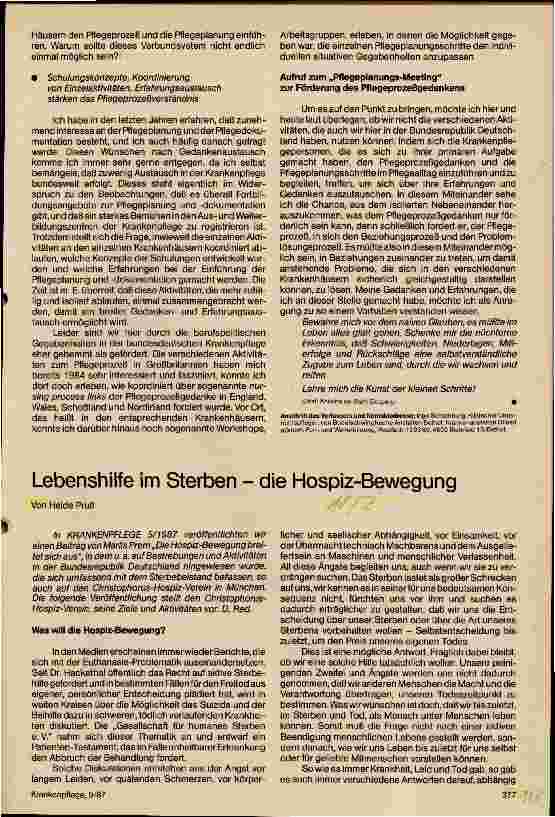 Vorschauseite 1: Lebenshilfe im Sterbendie Hospiz-Bewegung