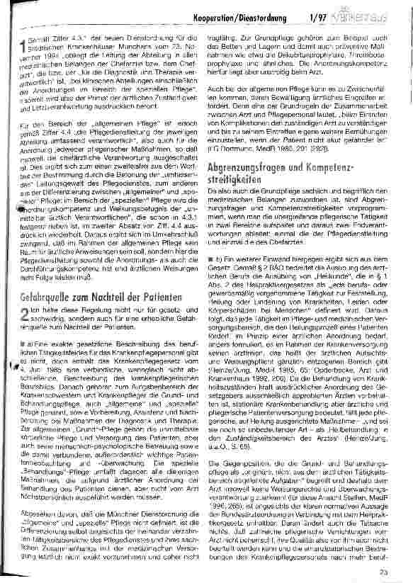 Vorschauseite 2: Neue Wege zur Organisation der Verantwortungsbereiche ärztlicher und pflegerischer Tätigkeit