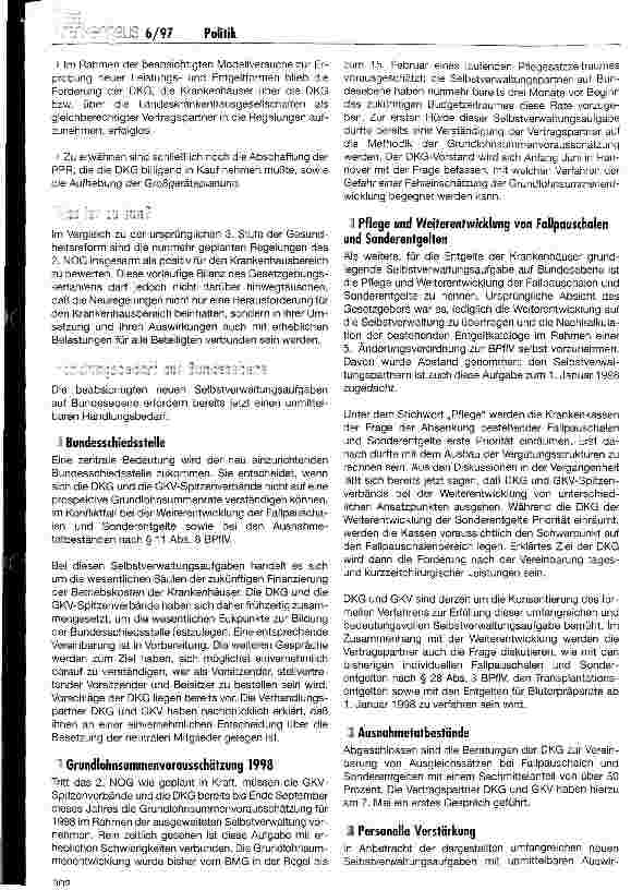 Vorschauseite 4: Die Zukunft unserer Krankenhäuser unter den neuen gesetzgeberischen Bedingungen