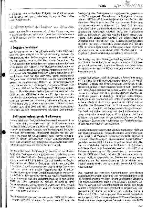 Vorschauseite 5: Die Zukunft unserer Krankenhäuser unter den neuen gesetzgeberischen Bedingungen