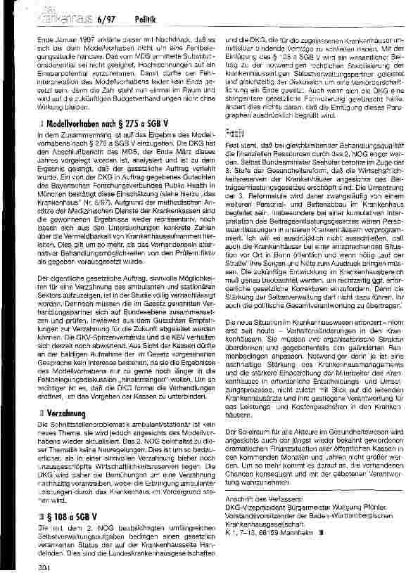 Vorschauseite 6: Die Zukunft unserer Krankenhäuser unter den neuen gesetzgeberischen Bedingungen