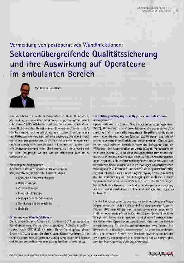 Vorschauseite 1: Vermeidung von postoperativen Wundinfektionen: Sektorenübergreifende Qualitätssicherung und ihre Auswirkung auf Operateure im ambulanten Bereich