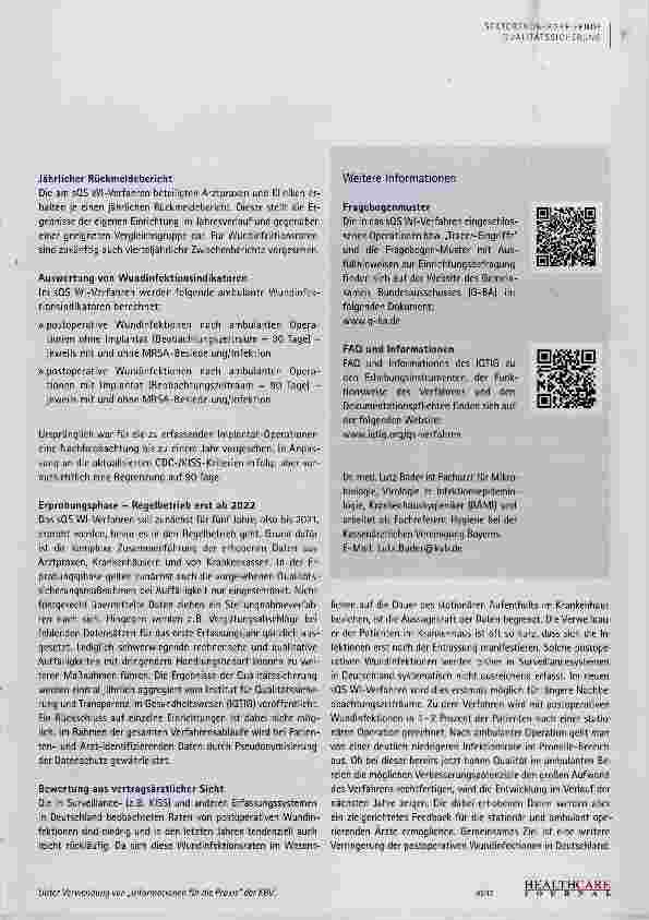 Vorschauseite 3: Vermeidung von postoperativen Wundinfektionen: Sektorenübergreifende Qualitätssicherung und ihre Auswirkung auf Operateure im ambulanten Bereich