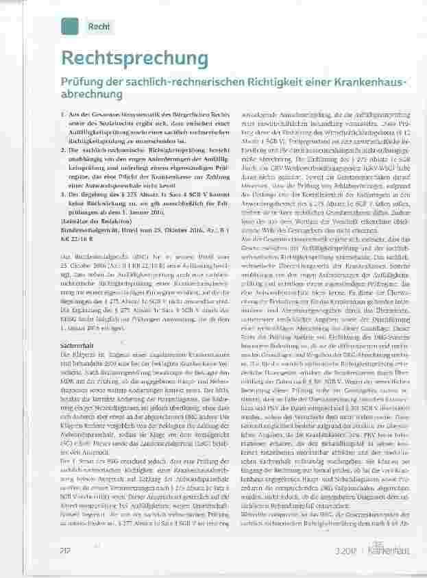 Vorschauseite 1: Prüfung der sachlich-rechnerischen Richtigkeit einer Krankenhausabrechnung