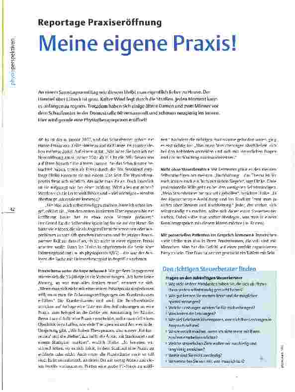 Vorschauseite 1: Reportage Praxiseröffnung Meine eigene Praxis!