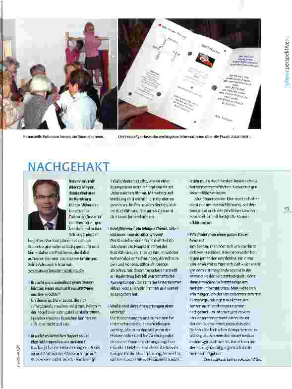 Vorschauseite 4: Reportage Praxiseröffnung Meine eigene Praxis!