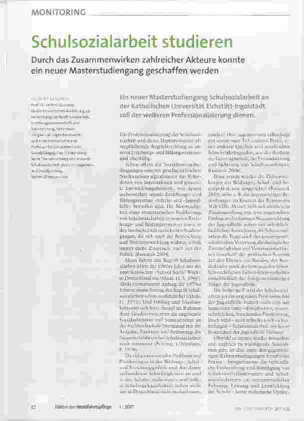 Vorschauseite 1: Schulsozialarbeit studieren