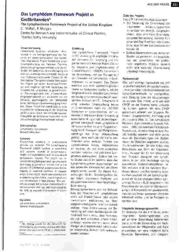 Vorschauseite 1: Das Lymphödem Framework Projekt in Großbritannien