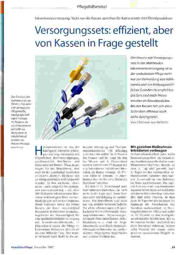 Vorschauseite 1: Versorgungssets: effizient, aber von Kassen in Frage gestellt