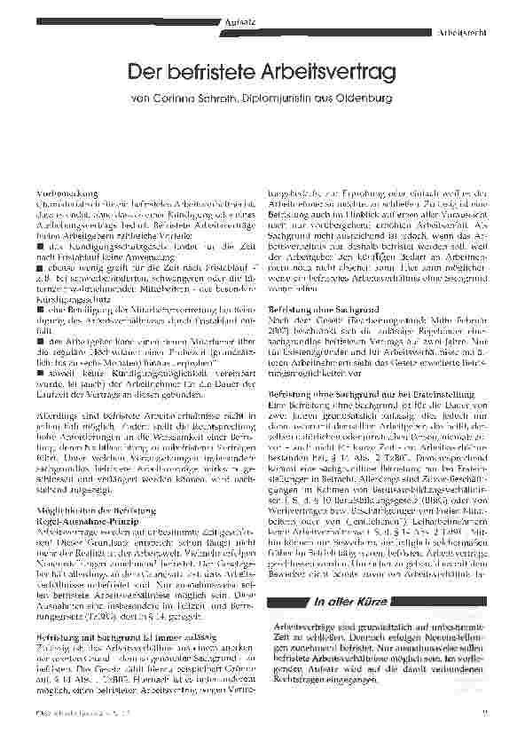Vorschauseite 1: Der befristete Arbeitsvertrag