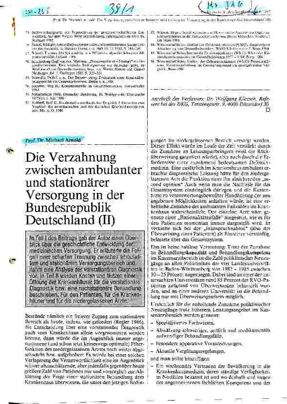 Vorschauseite 1: Die Verzahnung zwischen ambulanter und stationärer Versorgung in der Bundesrepublik Deutschland