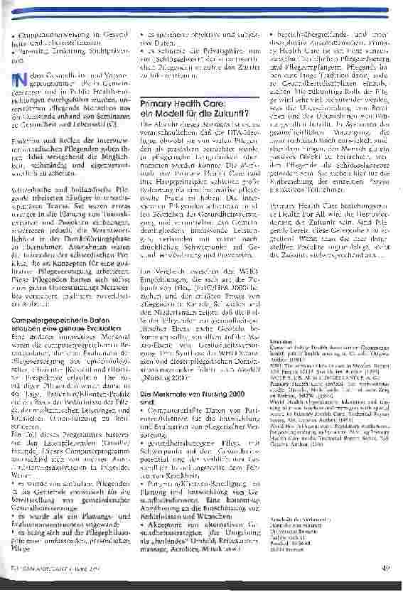 Vorschauseite 3: Das Ziel heißt: Gesundheit für alle Primary Health Care: Ein Zukunftsmodell auch für die ambulante Pflege 2. Teil