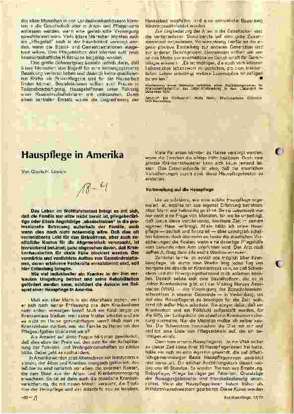 Vorschauseite 2: Altenpflege - ein wichtiger Zweig unseres Berufes