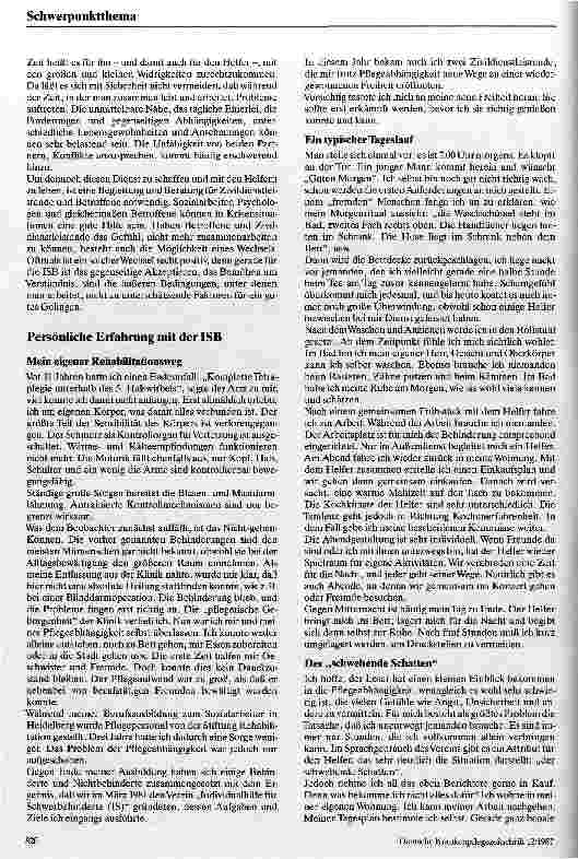 Vorschauseite 2: Individuelle Schwerbehinderteneingliederung Der Verein Individualhilfe für Schwerbehinderte (IS) Heidelberg