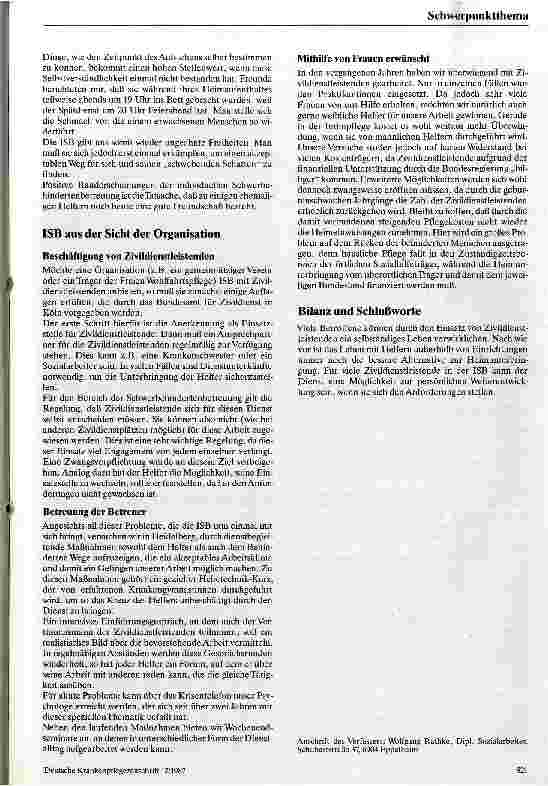 Vorschauseite 3: Individuelle Schwerbehinderteneingliederung Der Verein Individualhilfe für Schwerbehinderte (IS) Heidelberg