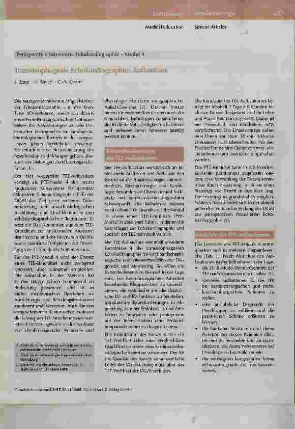 Vorschauseite 1: Perioperative fokussierte Echokardiographie - Modul 4 Transösophageale Echokardiographie: Aufbaukurs