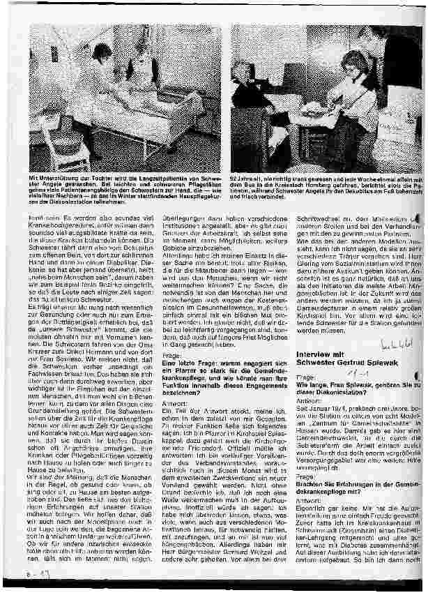 Vorschauseite 5: Die Diakoniestation Frielendorf-Modellversuch eines Zentrums für Gemeinschaftshilfe // Interview mit Pfarrer Gerhard Kurz