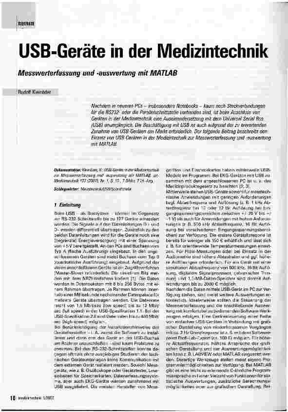 Vorschauseite 1: USB-Geräte in der Medizintechnik
