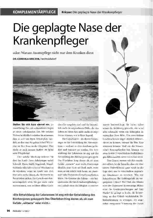 Vorschauseite 1: Die geplagte Nase der Krankenpfleger