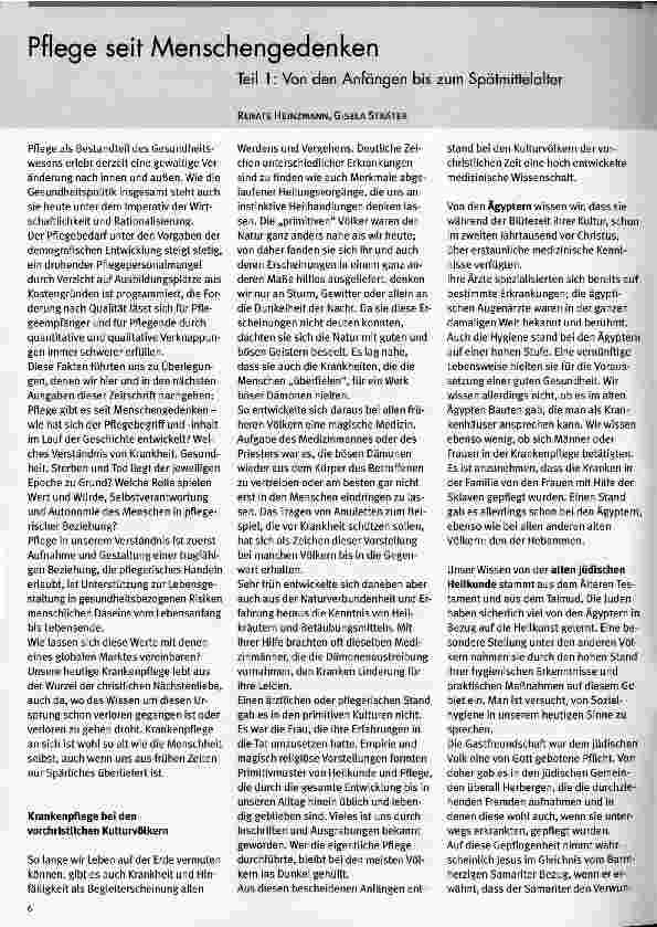 Vorschauseite 1: Pflege seit Menschengedenken - Teil 1: Von den Anfängen bis zum Spätmittelalter