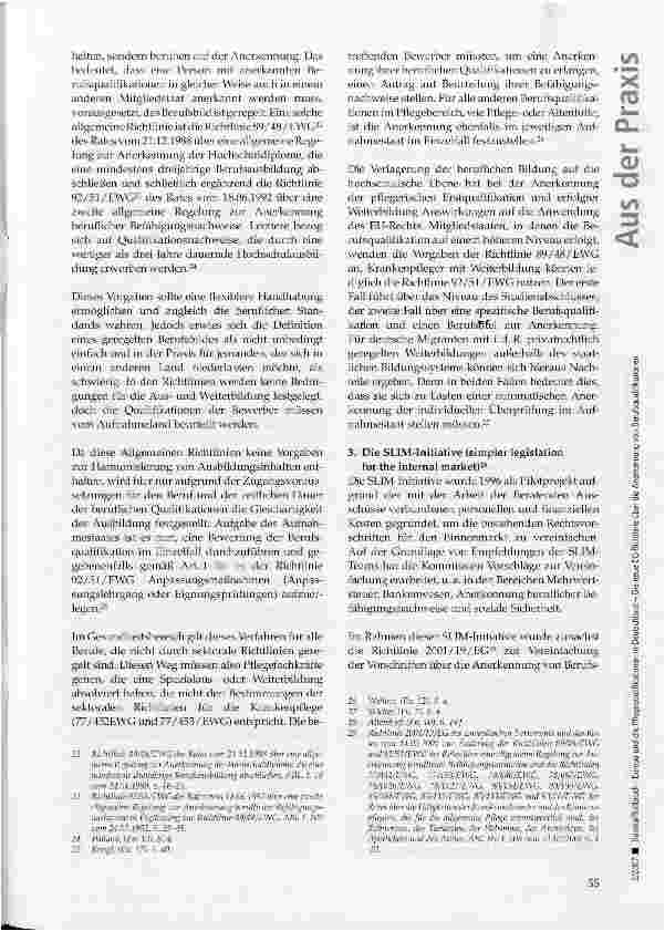 Vorschauseite 4: Europa und die Pflegequalifikationen in Deutschland - Die neue EG-Richtlinie über die Anerkennung von Berufsqualifikationen (1. Teil)