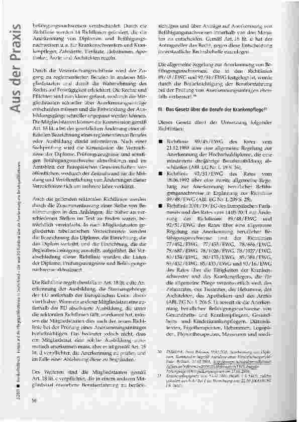 Vorschauseite 5: Europa und die Pflegequalifikationen in Deutschland - Die neue EG-Richtlinie über die Anerkennung von Berufsqualifikationen (1. Teil)