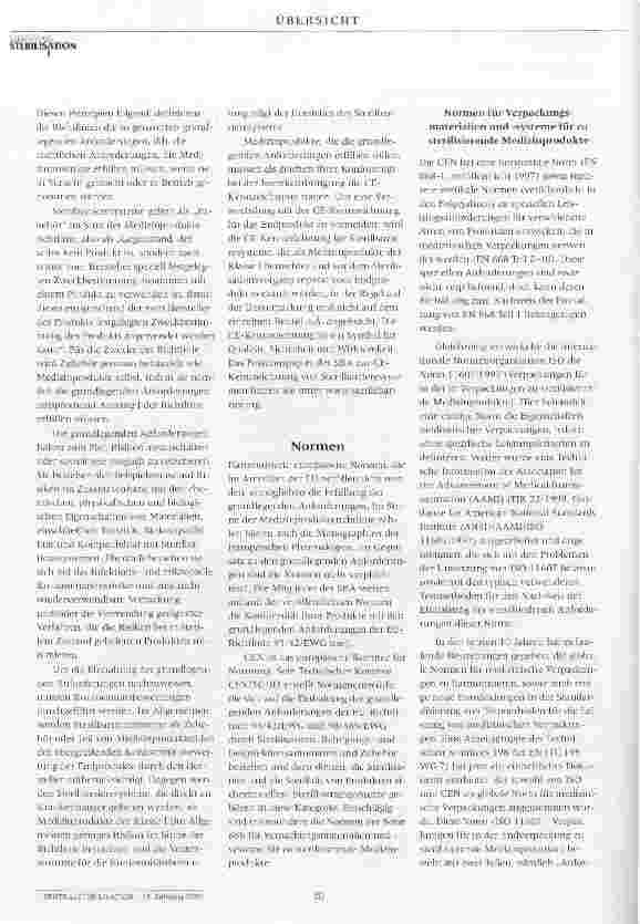 Vorschauseite 2: Übersicht über die aktuell geltenden gesetzlichenVorschriften und Normen für Sterilbarrieresystemefür den europäischen Medizinproduktemarkt