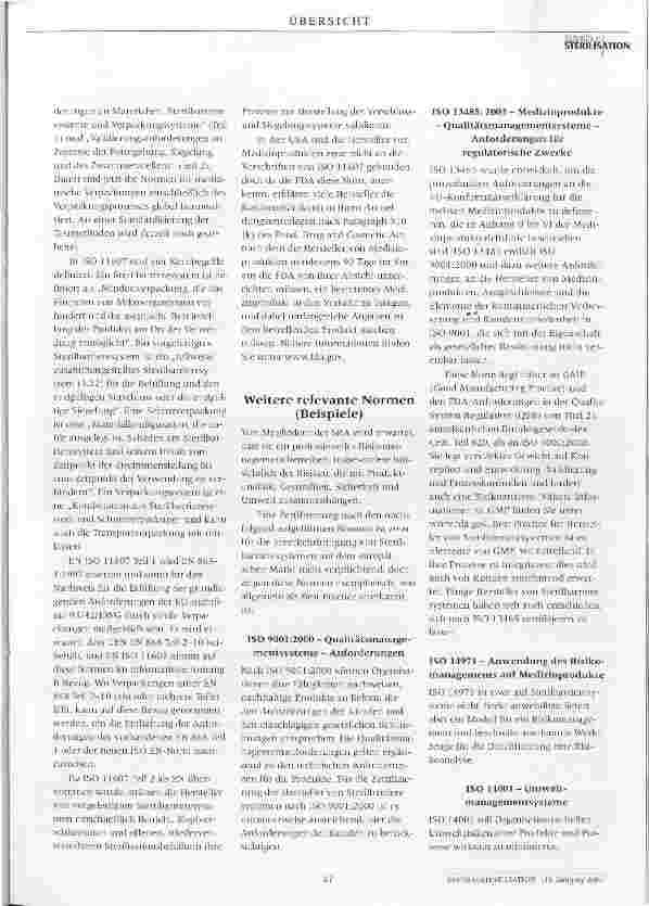 Vorschauseite 3: Übersicht über die aktuell geltenden gesetzlichenVorschriften und Normen für Sterilbarrieresystemefür den europäischen Medizinproduktemarkt